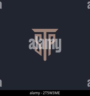 SP initial logo monogram with pillar icon design vector Stock Vector
