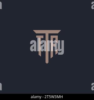 TF initial logo monogram with pillar icon design vector Stock Vector