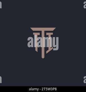TI initial logo monogram with pillar icon design vector Stock Vector