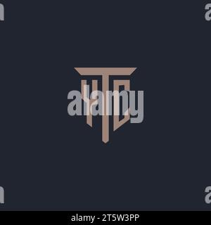 YC initial logo monogram with pillar icon design vector Stock Vector