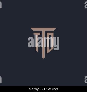 TO initial logo monogram with pillar icon design vector Stock Vector