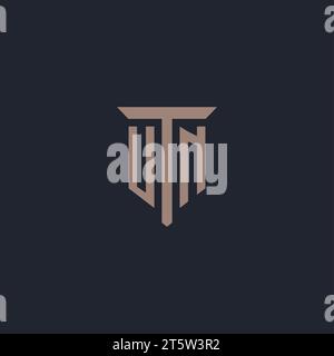 UN initial logo monogram with pillar icon design vector Stock Vector