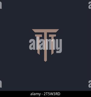 TT initial logo monogram with pillar icon design vector Stock Vector