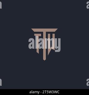 TW initial logo monogram with pillar icon design vector Stock Vector