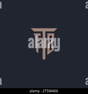 TZ initial logo monogram with pillar icon design vector Stock Vector