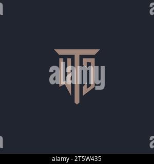 WJ initial logo monogram with pillar icon design vector Stock Vector