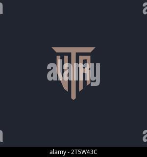 VR initial logo monogram with pillar icon design vector Stock Vector