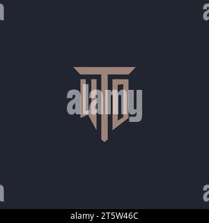 WO initial logo monogram with pillar icon design vector Stock Vector