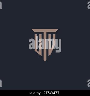 UV initial logo monogram with pillar icon design vector Stock Vector