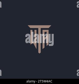 WA initial logo monogram with pillar icon design vector Stock Vector