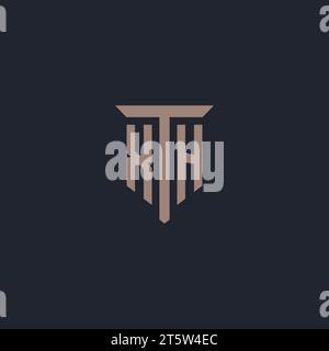 XH initial logo monogram with pillar icon design vector Stock Vector