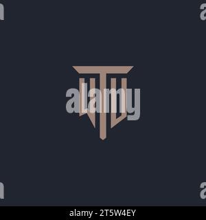 WU initial logo monogram with pillar icon design vector Stock Vector