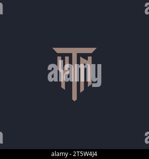 YN initial logo monogram with pillar icon design vector Stock Vector