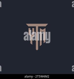 YM initial logo monogram with pillar icon design vector Stock Vector