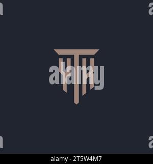 YK initial logo monogram with pillar icon design vector Stock Vector