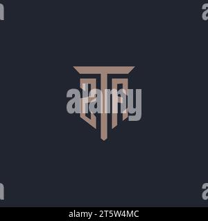 ZF initial logo monogram with pillar icon design vector Stock Vector