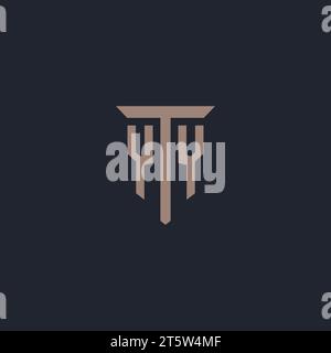YY initial logo monogram with pillar icon design vector Stock Vector