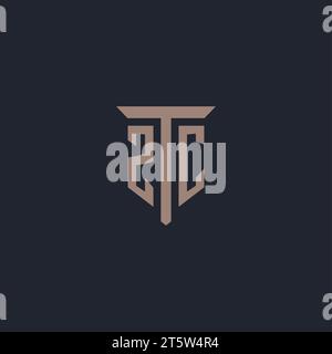 ZC initial logo monogram with pillar icon design vector Stock Vector