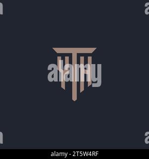 YH initial logo monogram with pillar icon design vector Stock Vector