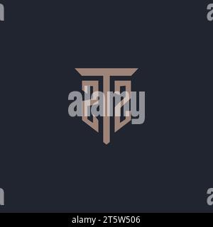 ZZ initial logo monogram with pillar icon design vector Stock Vector