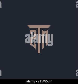 ZM initial logo monogram with pillar icon design vector Stock Vector