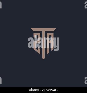 ZR monogram initials logo design with shield icon template Stock Vector ...