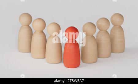 Leadership, business concept, leader teamwork and success.3D rendering on white background. Stock Photo