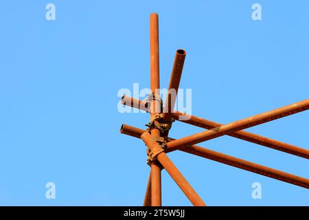 steel pipe scaffold, closeup of photo Stock Photo