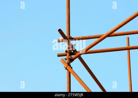 steel pipe scaffold, closeup of photo Stock Photo