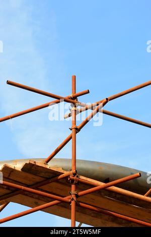 steel pipe scaffold, closeup of photo Stock Photo