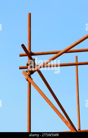 steel pipe scaffold, closeup of photo Stock Photo