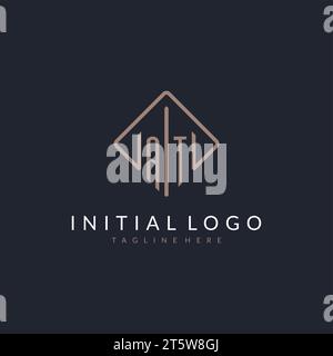 AT initial logo with curved rectangle style design ideas Stock Vector