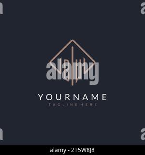 BW initial logo with curved rectangle style design ideas Stock Vector