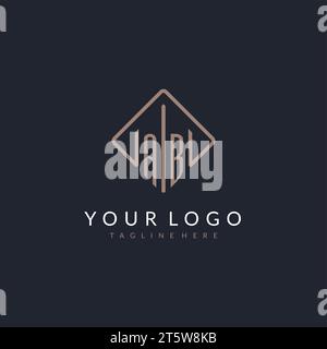 AB initial logo with curved rectangle style design ideas Stock Vector
