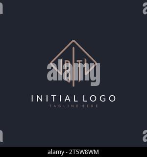 BT initial logo with curved rectangle style design ideas Stock Vector