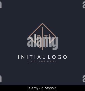DT initial logo with curved rectangle style design ideas Stock Vector