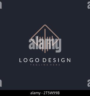 HK initial logo with curved rectangle style design ideas Stock Vector