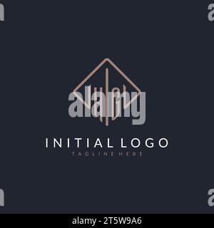 HG initial logo with curved rectangle style design ideas Stock Vector