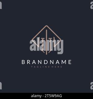 II initial logo with curved rectangle style design ideas Stock Vector