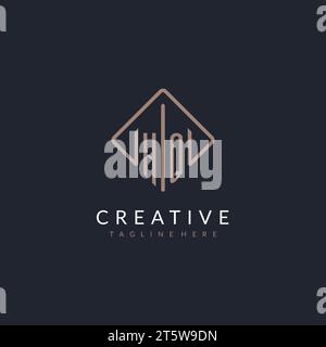 HQ initial logo with curved rectangle style design ideas Stock Vector