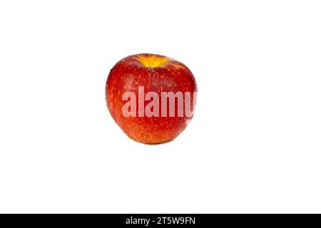 Red Spotted Apple With Water Drops On White Background Stock Photo