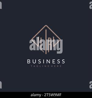 LR initial logo with curved rectangle style design ideas Stock Vector