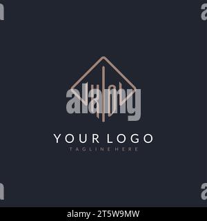 KO initial logo with curved rectangle style design ideas Stock Vector