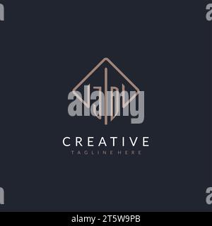 JD initial logo with curved rectangle style design ideas Stock Vector