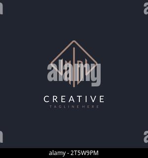 MD initial logo with curved rectangle style design ideas Stock Vector