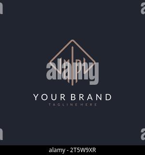 MP initial logo with curved rectangle style design ideas Stock Vector