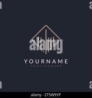 LW initial logo with curved rectangle style design ideas Stock Vector