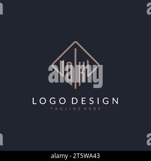 QK initial logo with curved rectangle style design ideas Stock Vector