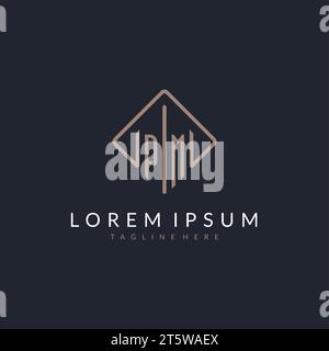 PM initial logo with curved rectangle style design ideas Stock Vector