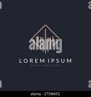 RM initial logo with curved rectangle style design ideas Stock Vector